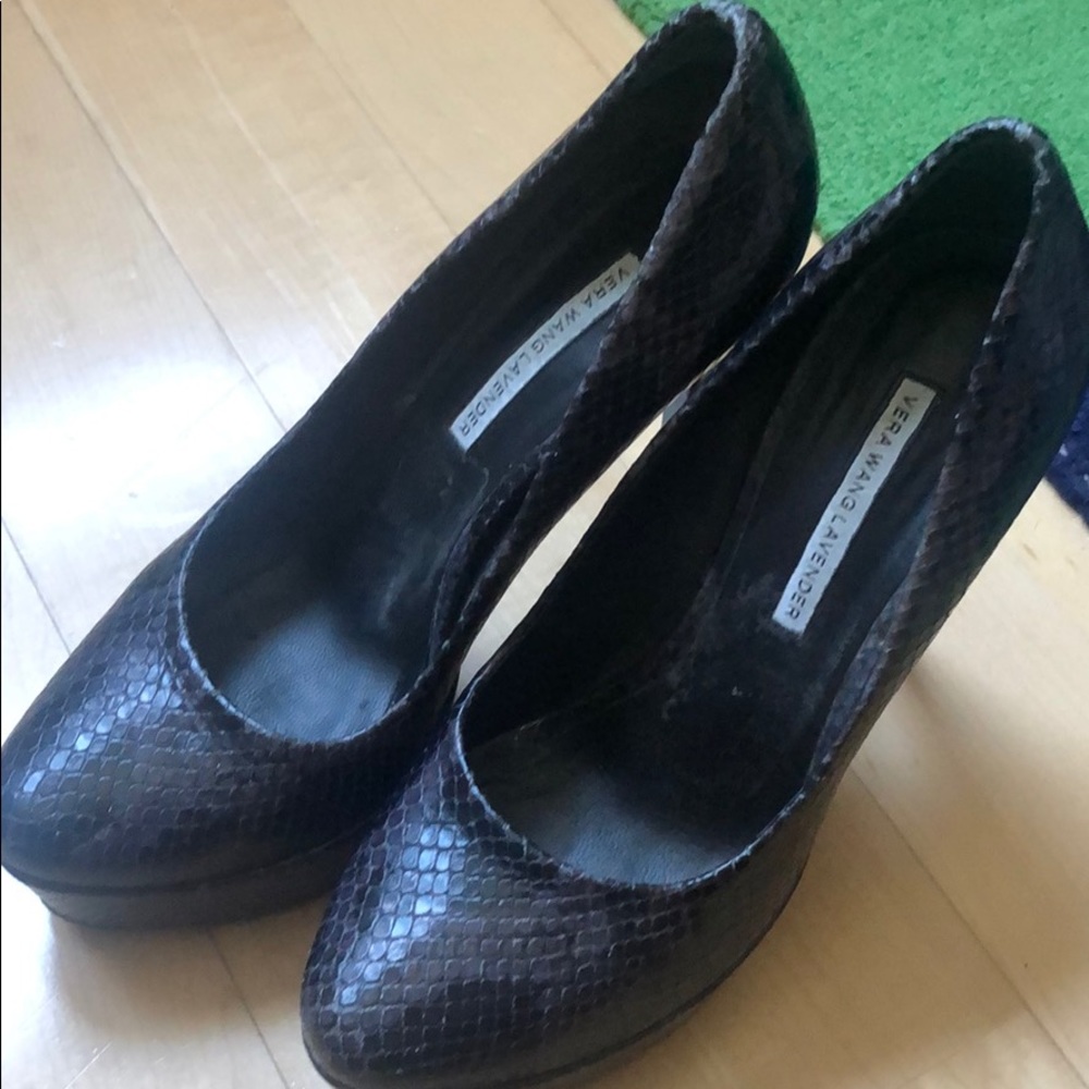 Vera Wang Lavender Sexy Platform Python Heels - image 5